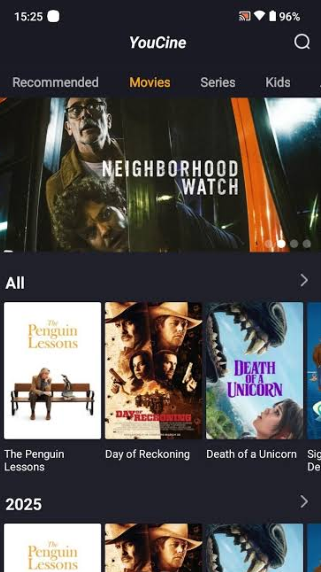 Youcine APK tela inicial com filmes em destaque
